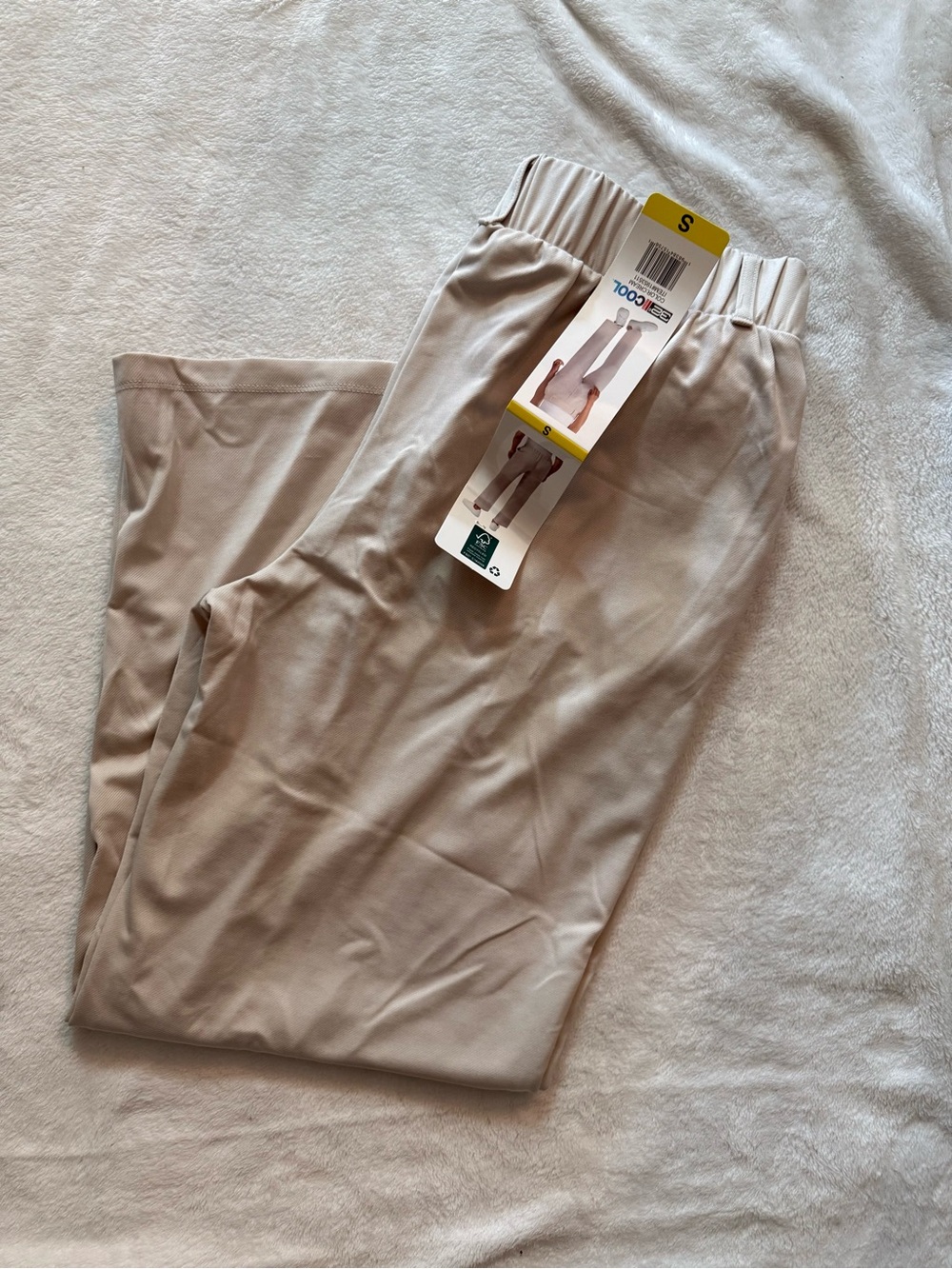 Women's Beige Pull-On Pants with Stretch Waistband